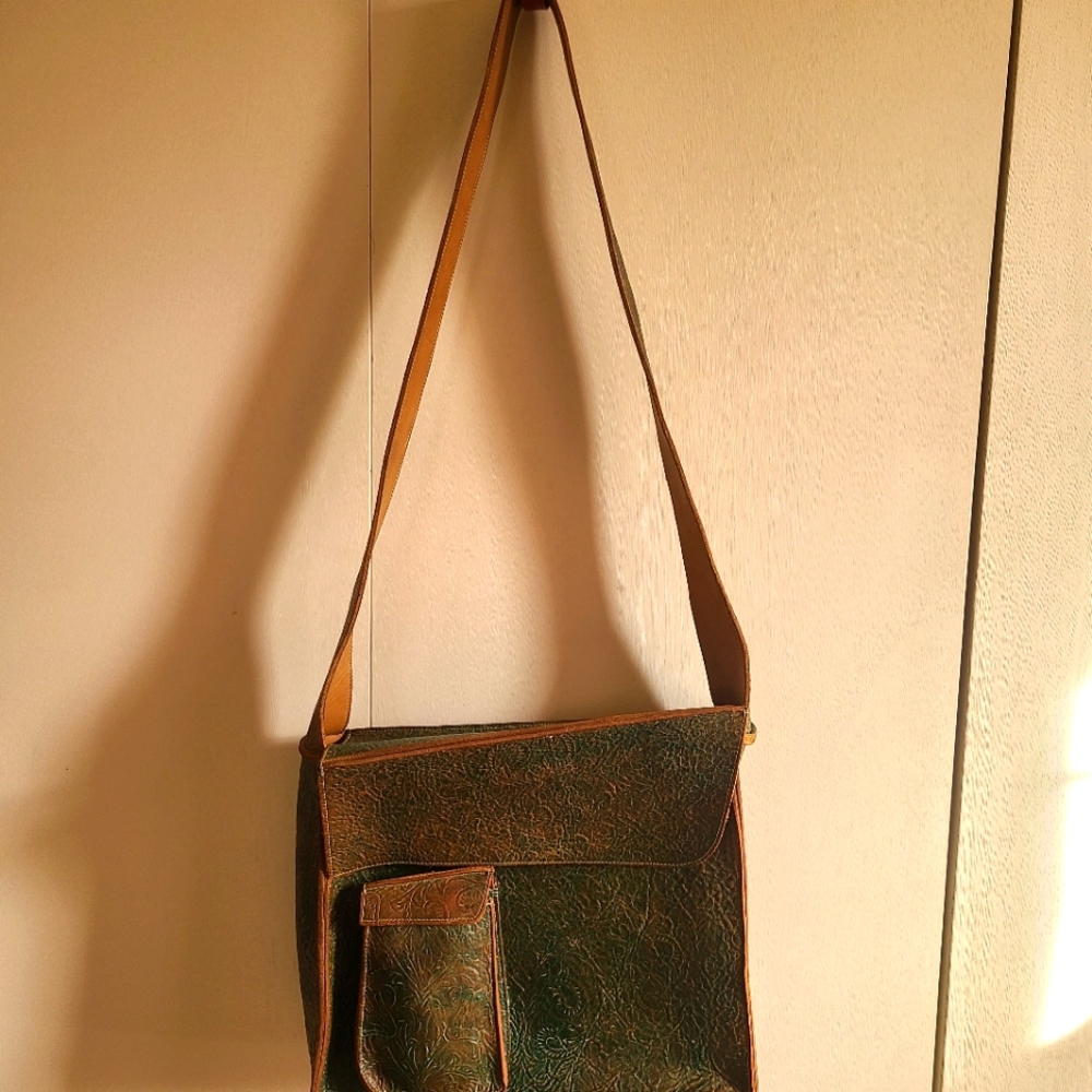 Unique Tooled Leather Satchel Crossbody
